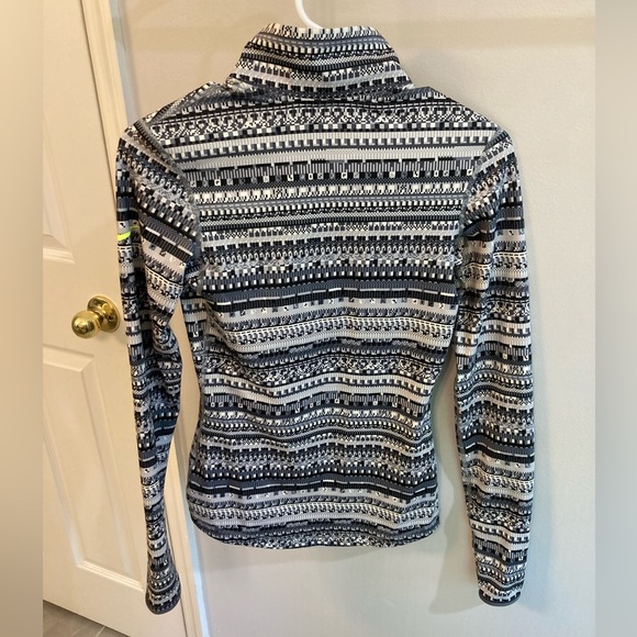 Nike Pro Dri-Fit 3/4 Zip Mock Neck Fair Isle Print Pullover w Thumbholes Sz S - Picture 3 of 6